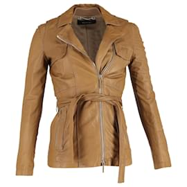 Gucci-Gucci Biker Jacket in Brown Leather-Brown,Red