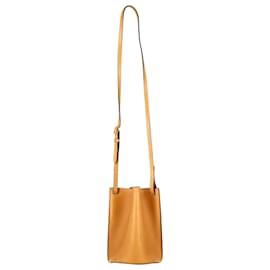 Céline- Celine Mini Pinched Shoulder Bag in Yellow Leather-Brown,Red