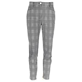 Balmain-Balmain Houndstooth Pants in Grey Cotton-Grey