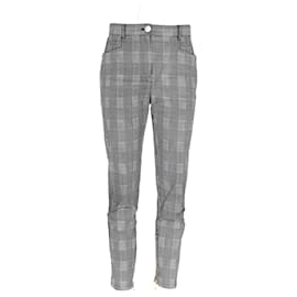 Balmain-Balmain Houndstooth Pants in Grey Cotton-Grey