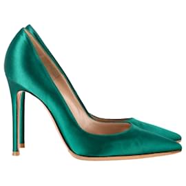 Gianvito Rossi-Gianvito Rossi Talons Pointus Gianvito en Satin Vert-Vert