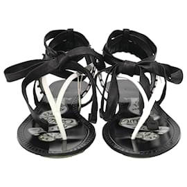 Alaïa-Alaïa Graphic Print Gladiator Sandals in Black Leather-Black