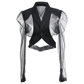 Comme Des Garcons Veste courte en maille noire en laine Comme des Garçons Noir