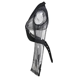 Comme Des Garcons-Comme des Garçons Mesh Cropped Blazer in Black Wool-Black