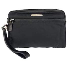 Gucci-Gucci Nylon/Leather 018 1607 Clutch Bag-Black