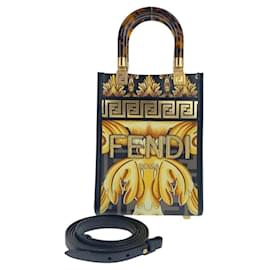 Fendi-Sac Shopper Small 2way Sunshine Fendace en PVC 8BS051-Jaune