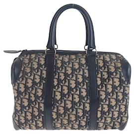 Christian Dior-Dior Trotter Canvas/Leather Boston Bag-Blue