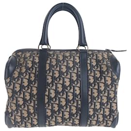 Christian Dior-Dior Trotter Canvas/Leather Boston Bag-Blue