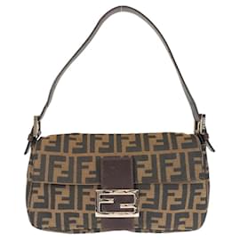 Fendi-Fendi Canvas/Leather Mamma Baguette 2way Bag 2321 26424 099-Brown