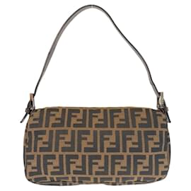 Fendi-Fendi Canvas/Leather Mamma Baguette 2way Bag 2321 26424 099-Brown