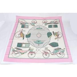 Hermès-Hermes Carre Geant 140 Large Les Voitures a Transformation Scarf-Pink,Beige