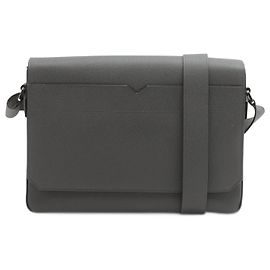 Valextra Leder Schultertasche V-Line in Grau Braun