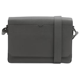 Valextra-Valextra Leather Shoulder Bag V-Line in Gray-Brown