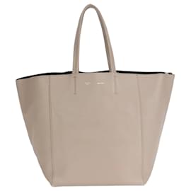 Céline-Celine Cabas Phantom Leather Shoulder Bag-Beige