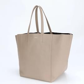 Céline-Celine Cabas Phantom Leather Shoulder Bag-Beige