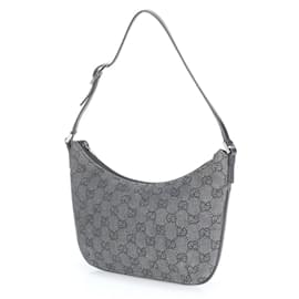 Gucci-Gucci GG Canvas Leather Tote Handbag-Black