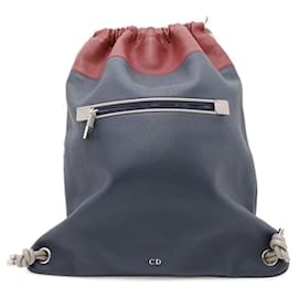 Christian Dior-Christian Dior Navy and Red Leather Backpack-Red,Navy blue