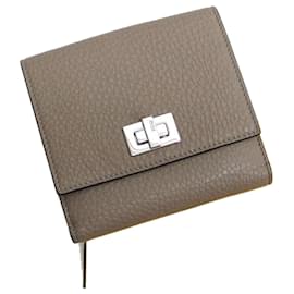 Fendi-Fendi Peekaboo Bi-fold Compact Wallet-Beige,Grey