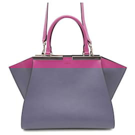 Fendi-Fendi Handbag Trois Jours Leather 8BH279-Purple