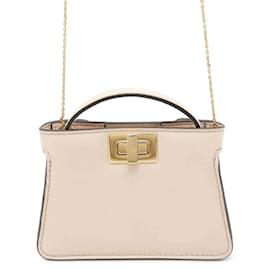 Fendi-Fendi Chain Shoulder Pouch Nano Peekaboo-Beige
