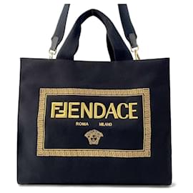 Fendi-Fendi Tote Bag - Fendace Versace Collaboration-Black