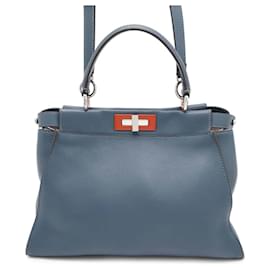 Fendi-Fendi Dark Blue Leather Handbag-Dark blue