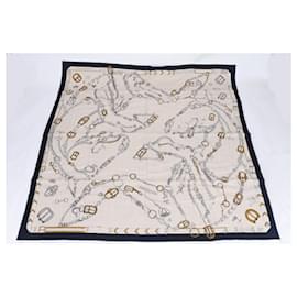 Hermès-Hermes Carre Geant 140 LES CHEVAUX DE CHAINES Scarf-Beige,Navy blue