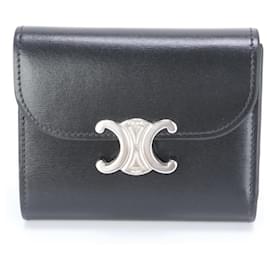 Céline-Celine Triomphe Small Flap Wallet-Black