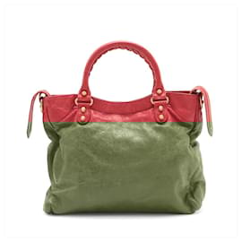 Balenciaga-Balenciaga Giant Velo Leather Shoulder Bag-Red