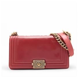 Chanel-Chanel Boy 25 Leather Shoulder Bag-Red