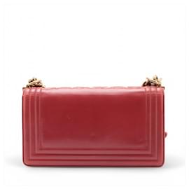 Chanel-Chanel Boy 25 Leather Shoulder Bag-Red