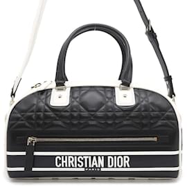 Christian Dior-Christian Dior Vibe Macrocannage Bowling Bag-Black,White
