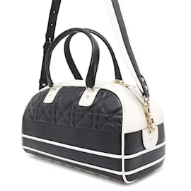Christian Dior-Christian Dior Vibe Macrocannage Bowling Bag-Black,White