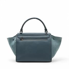 Céline-Celine Trapeze Medium Leather Handbag-Blue