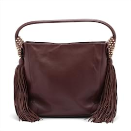 Christian Louboutin-Christian Louboutin Eloise Hobo Tassel Leather Shoulder Bag-Brown
