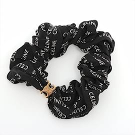Céline-Celine Triomphe Silk Scrunchie in Black-Black