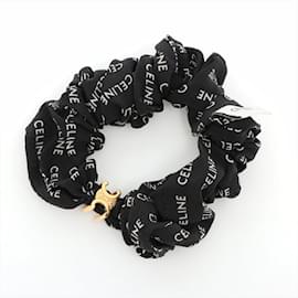 Céline-Celine Triomphe Silk Scrunchie in Black-Black