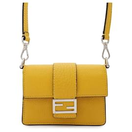 Fendi-Fendi Baguette Micro Flat Pochette-Yellow