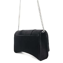 Balenciaga-Portefeuille Chaîne Balenciaga Hourglass en Velours-Noir