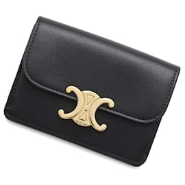 Céline-Celine Black Leather Card Case-Black