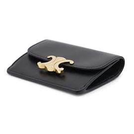 Céline-Celine Black Leather Card Case-Black