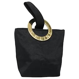 Céline-CELINE Circle Pouch Nylon Black Gold Auth BD1815-Black,Golden