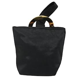 Céline-CELINE Circle Pouch Nylon Black Gold Auth BD1815-Black,Golden