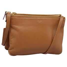 Céline-CELINE Trio Shoulder Bag Leather Brown Auth 116188-Brown