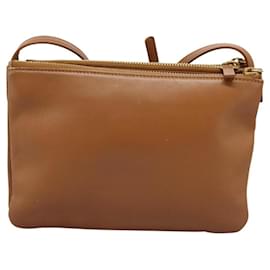Céline-CELINE Trio Shoulder Bag Leather Brown Auth 116188-Brown