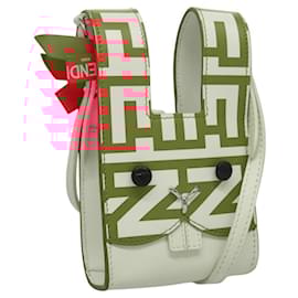 Fendi-FENDI Bunny Mark Jacobs Collaboration Bag Leather White Red Silver Auth BD1711AM-Silvery,White,Red