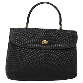 Bolsa de mão BALLY em couro preto e dourado Auth BD1660 Preto Dourado