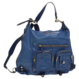 Gucci-GUCCI Backpack Leather 2way Blue Auth ki5546-Blue