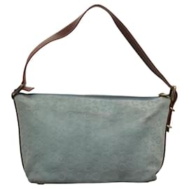 Céline-CELINE C Macadam Canvas Shoulder Bag Suede Light Blue Gold Auth 116201-Golden,Light blue