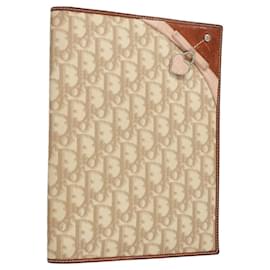 Christian Dior-Christian Dior Trotter Canvas Romantic Hand Bag PVC Beige Silver Auth MX322-Silvery,Beige